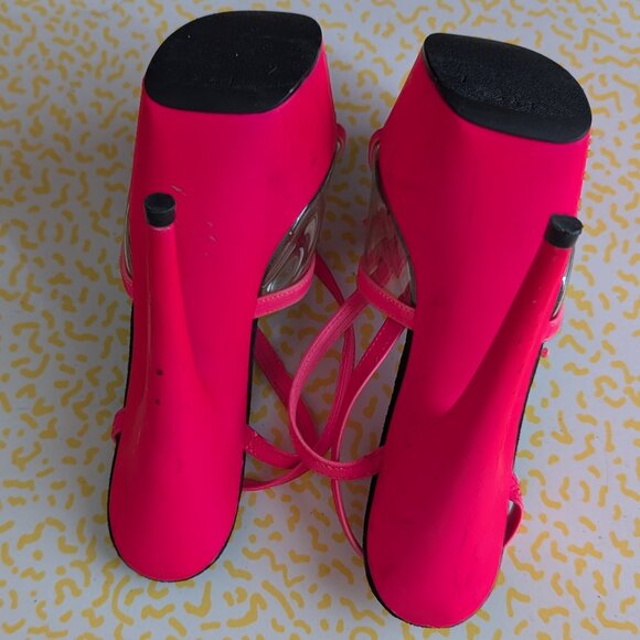 Luscious Neon Pink Glowing Platform Heels Size 7 - Picture 5 of 10